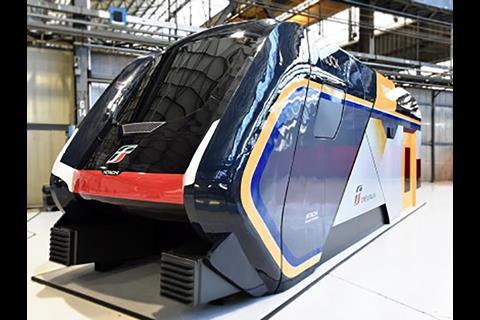 Hitachi Rail Italy has unveiled a mock-up of one of the driving cars from the Rock EMUs it is to supply to Trenitalia.